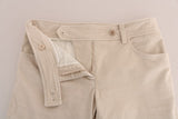 Chic Beige Corduroy dünne schlanke Fit -Hose