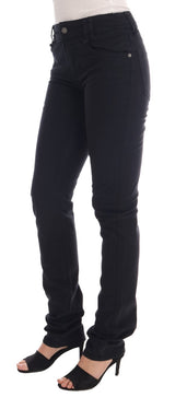 Jeans de mezclilla de ajuste regular negro elegante