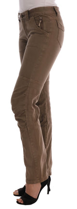 Pantaloni di cotone casual marrone chic