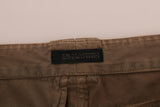 Pantaloni di cotone casual marrone chic