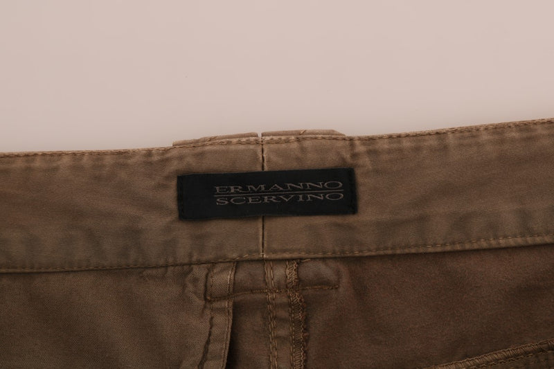 Pantalones de algodón casuales marrones elegantes