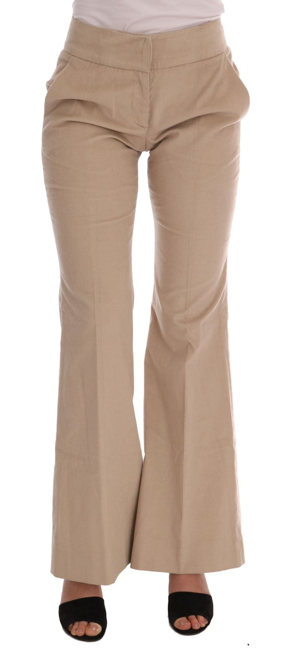 Pantalones acampanados de bote beige chic