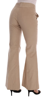 Pantaloni svasati da bootcut beige chic