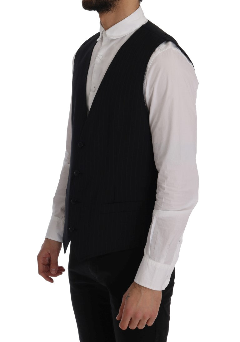 Elegant Blue Striped Waistcoat Vest