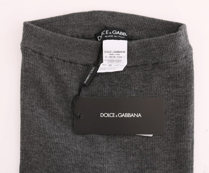 Chic Grey High Taille Cashmere Strumpfhosen Hosen