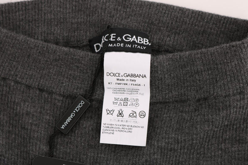 Pantalones de cachemira de cintura alta gris gris