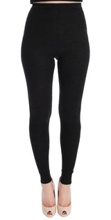 Élégant pantalon de collants en laine haute taille en gris foncé