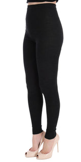 Élégant pantalon de collants en laine haute taille en gris foncé