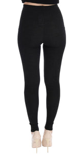 Élégant pantalon de collants en laine haute taille en gris foncé