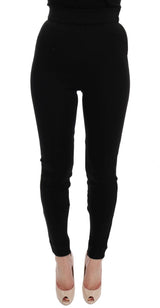 Elegante schwarze Stretchhose mit hoher Taille