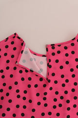 Chic Pink Polka gepunktete Seidenbluse