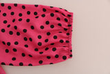 Chic Pink Polka gepunktete Seidenbluse