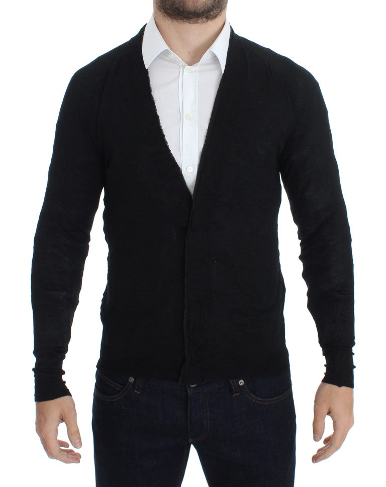 Cardigan élégant en laine de mérinos noir