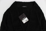 Elegant Black Merino Wool Cardigan