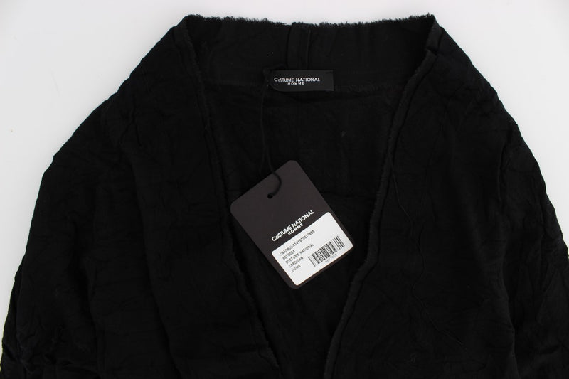 Cardigan élégant en laine de mérinos noir