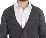 Élégant pull cardigan à laine gris gris