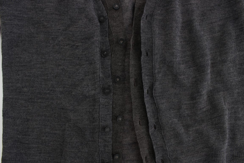 Élégant pull cardigan à laine gris gris