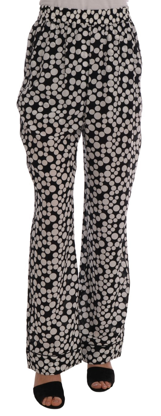 Κομψό Polka Dot Silk High-Waist Pants