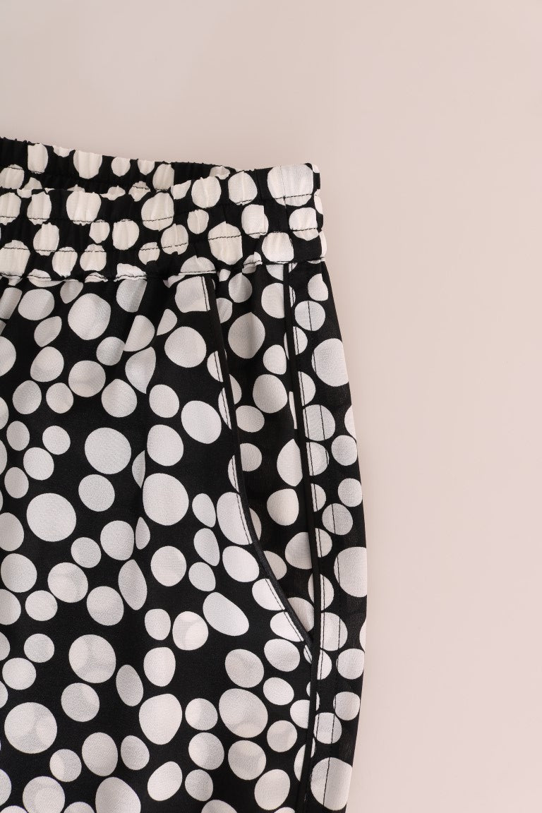 Κομψό Polka Dot Silk High-Waist Pants