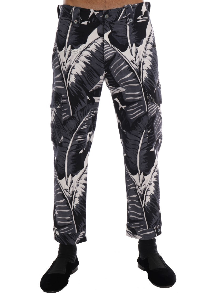 Elegant Capri Casual Pants in Banana Leaf Print