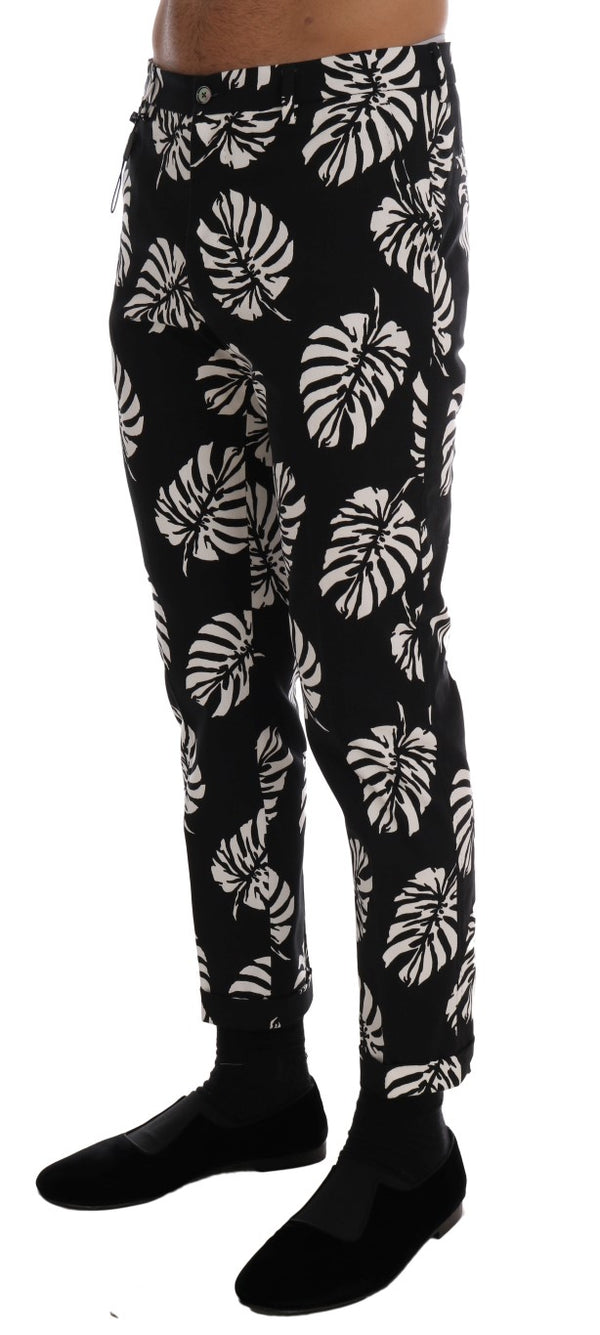 Slim Fit Leaf Print Ankle Pants