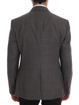 Elegante blazer de lana a cuadros gris