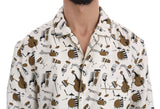 Chemise masculine décontractée en soie exclusive - motif de jazz