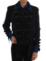 Chic Black & Blue Short Trench Jacke