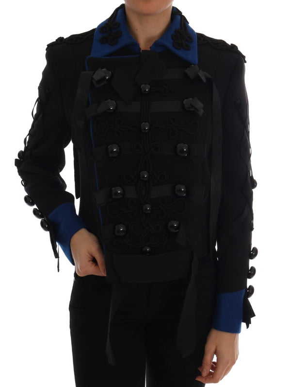 Veste à tranchée courte noir et bleu