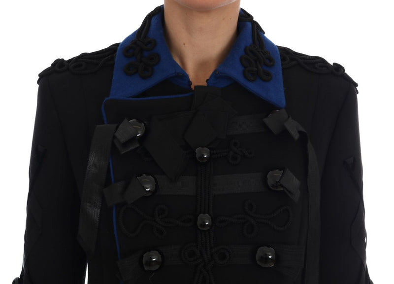 Chic Black & Blue Short Trench Jacke