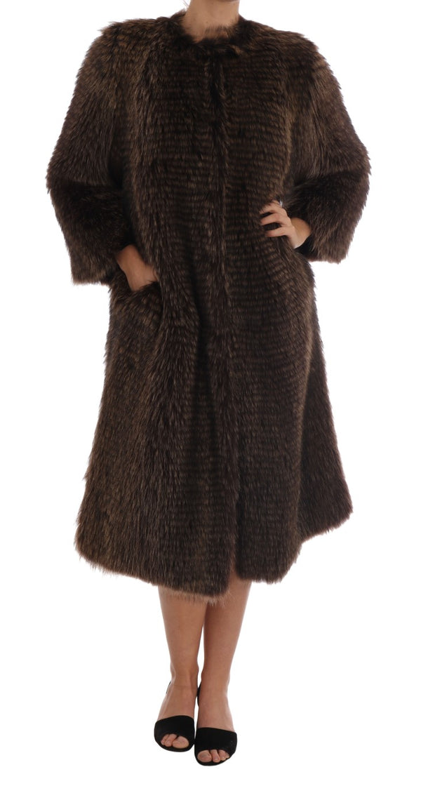 Elegant Brown Raccoon Fur Malee-Longue