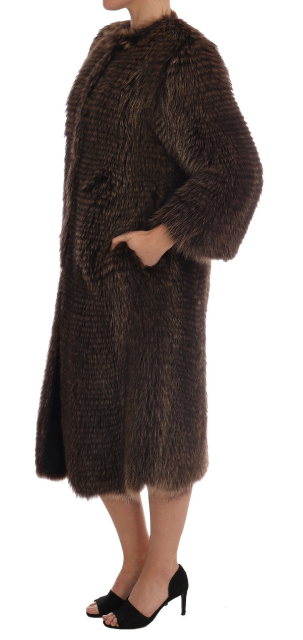 Elegant Brown Raccoon Fur Malee-Longue