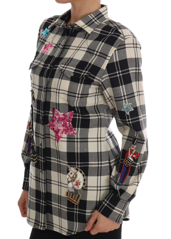 Enchanted Sequin Checkered Wool Shirt