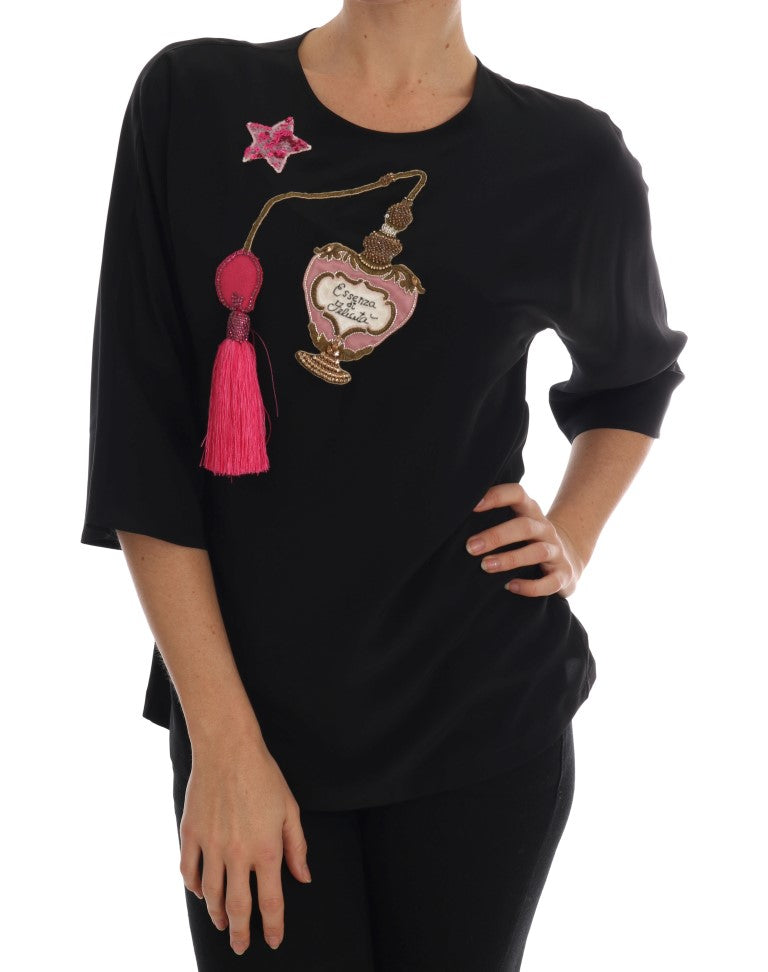 Blusa de seda bordada de cuento de hadas