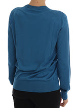 Maglione pullover con paillettes di seta blu