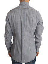 Elegante camisa casual de Fit Slim Fit gris a cuadros