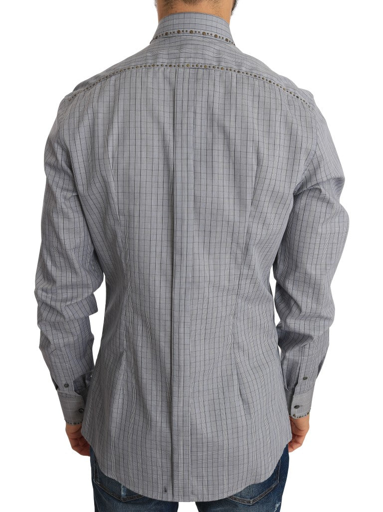 Elegante camicia casual a scacchi grigio