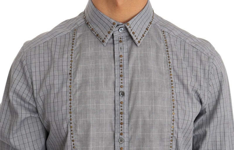 Elegante camisa casual de Fit Slim Fit gris a cuadros