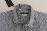 Elegante camicia casual a scacchi grigio