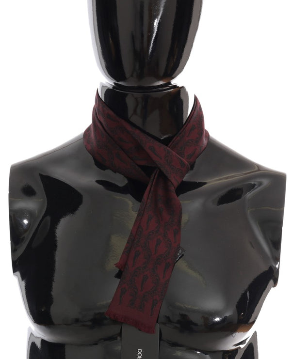 Silk Bordeaux Crown Chili Stampa da uomo Scarf