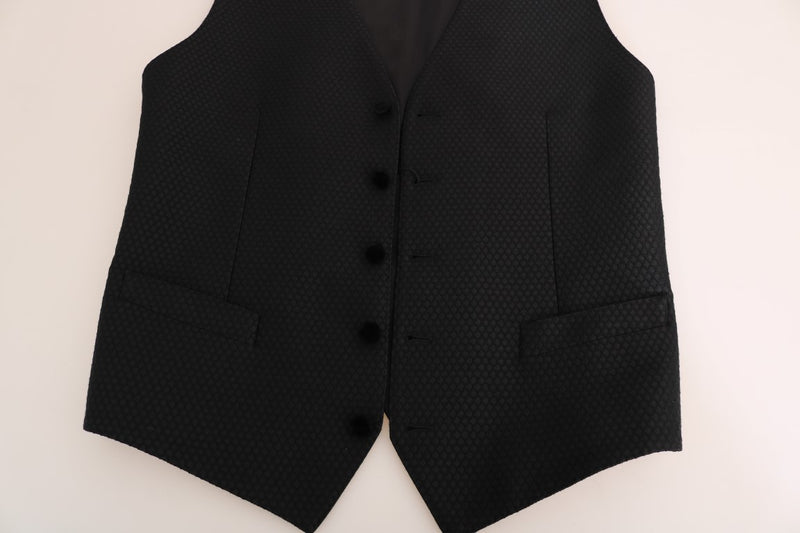 Elegante chaleco de vestido negro de lunares de lunares