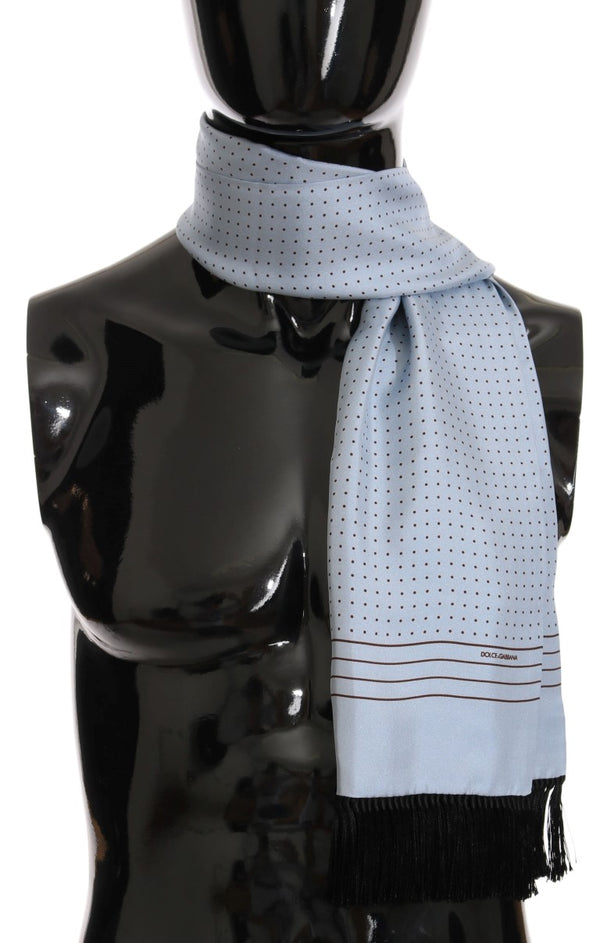 Elegant Blue Silk Polka Dot Men's Scarf