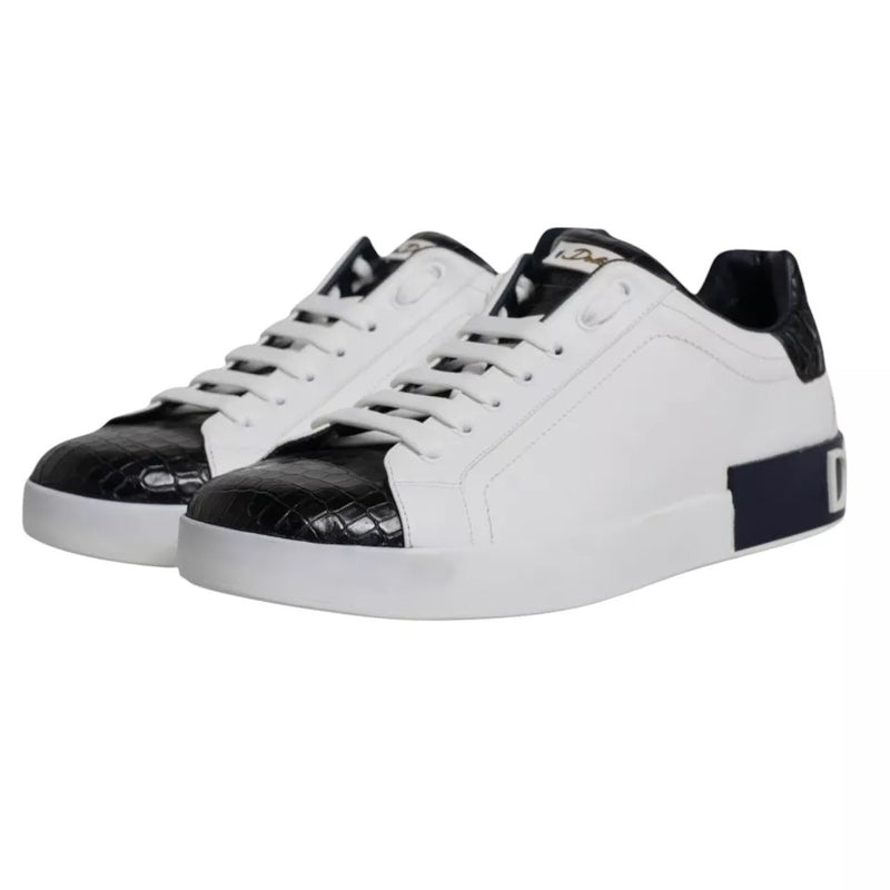 White Leather Logo Portofino Sneaker Shoes