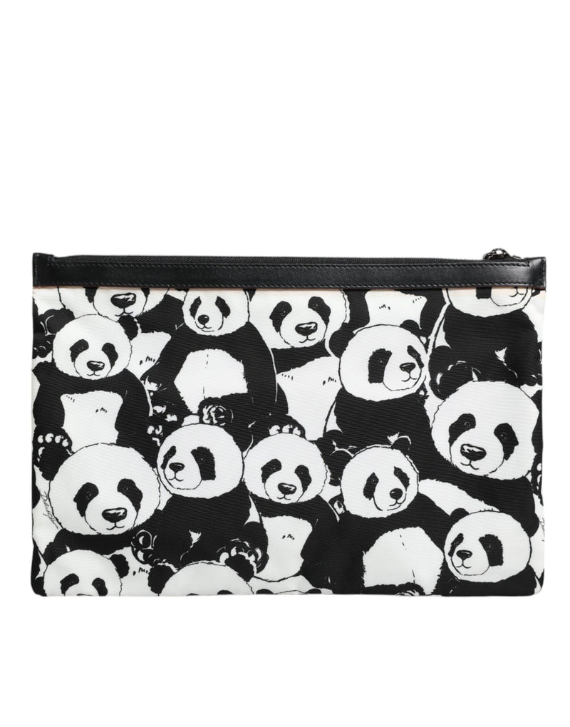 Black White Panda Pattern Clutch Pouch Bag