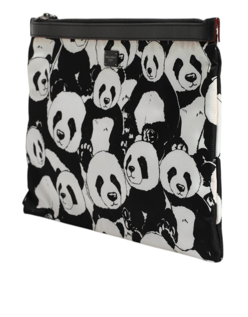 Black White Panda Pattern Clutch Pouch Bag