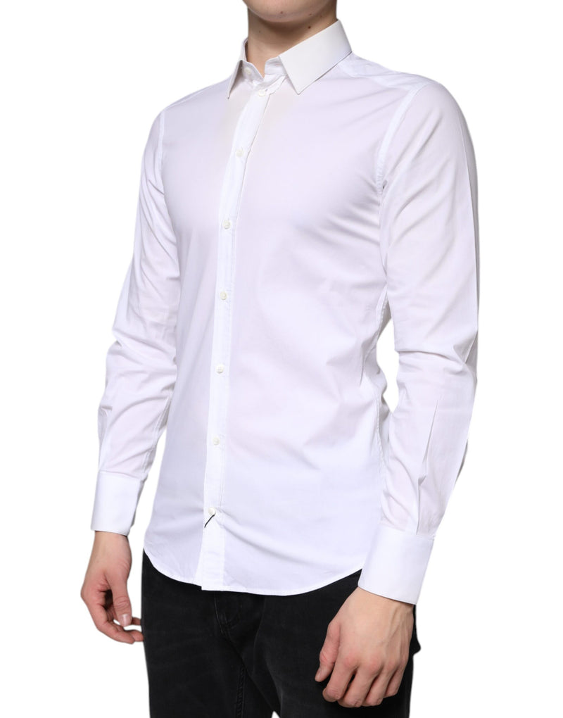 White Cotton Formal Men GOLD Dress Shirt