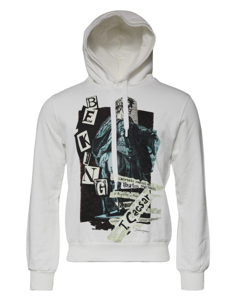 White Caesar Cotton Hooded Pullover Sweater