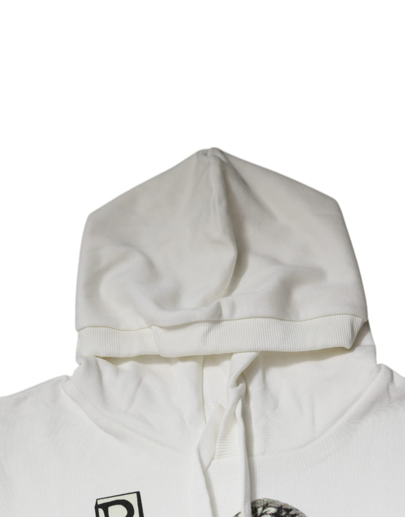 White Caesar Cotton Hooded Pullover Sweater