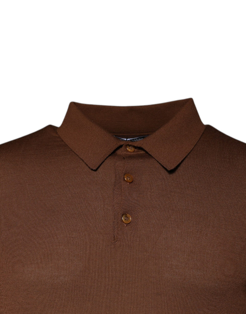 Brown Cashmere Buttoned Men Pullover Sweater