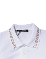 White Viscose Collared Men Polo Short Sleeves T-shirt